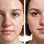 **

A clear, high-quality before-and-after photo showcasing the results of an acne treatment. The "before" photo shows a face with visible acne and redness. The "after" photo shows a significant reduction in acne and improved skin clarity. Include a brief caption highlighting the specific treatment used and the timeframe for the results. Use soft, natural lighting for a professional and trustworthy look.

**
