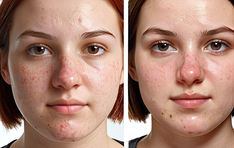 **

A clear, high-quality before-and-after photo showcasing the results of an acne treatment. The "before" photo shows a face with visible acne and redness. The "after" photo shows a significant reduction in acne and improved skin clarity. Include a brief caption highlighting the specific treatment used and the timeframe for the results. Use soft, natural lighting for a professional and trustworthy look.

**